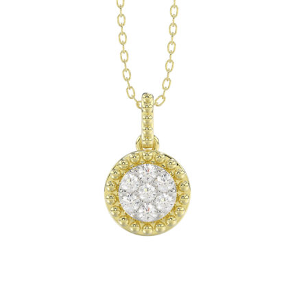 LADIES PENDANT WITH CHAIN 0.10CT ROUND DIAMOND 14K YELLOW GOLD
