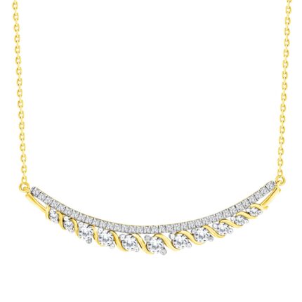 LADIES NECKLACE 0.75CT ROUND DIAMOND 14K YELLOW GOLD
