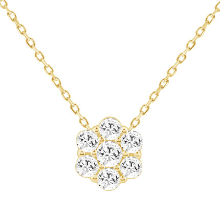 LADIES PENDANT WITH CHAIN 0.50CT ROUND DIAMOND 14K YELLOW GOLD