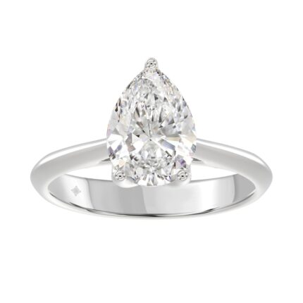 LADIES SOLITAIRE RING 2 1/2CT PEAR DIAMOND 14K WHITE GOLD