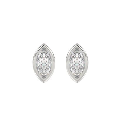 LADIES SOLITAIRE EARRINGS 2CT MARQUISE DIAMOND 14K WHITE GOLD