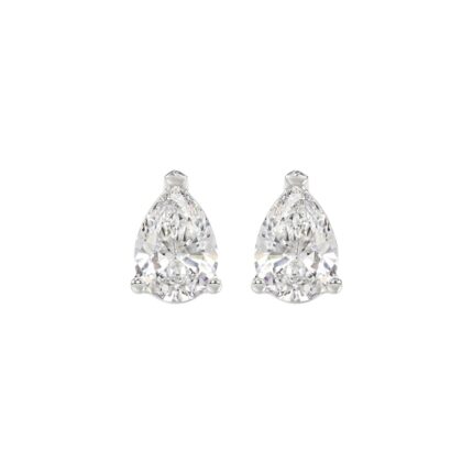 LADIES SOLITAIRE EARRINGS 2 1/2CT PEAR DIAMOND 14K WHITE GOLD