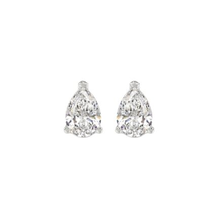 LADIES SOLITAIRE EARRINGS 2CT PEAR DIAMOND 14K WHITE GOLD