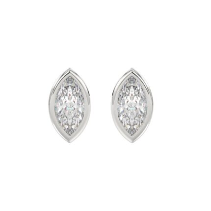 LADIES SOLITAIRE EARRINGS 3CT MARQUISE DIAMOND 14K WHITE GOLD
