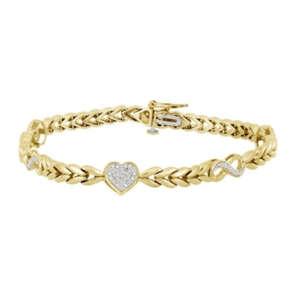 Elegant Sterling Silver Yellow 0.20CT Diamond Heart And Infinity Bracelet Ladies Fine Jewelry Bracelet