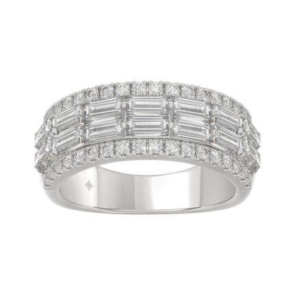 14K WHITE GOLD 1 1/4CT ROUND/BAGUETTE DIAMOND LADIES BAND
