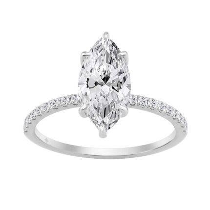 14K WHITE GOLD 1 3/4CT MARQUISE/ROUND DIAMOND LADIES RING (CENTER STONE MARQUISE DIAMOND 1 1/2CT)