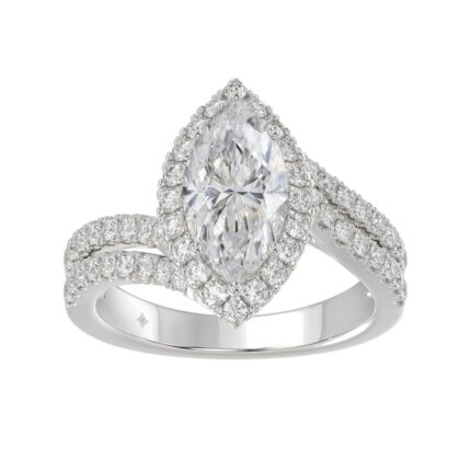 14K WHITE GOLD 2 3/4CT ROUND/MARQUISE DIAMOND LADIES RING (CENTER STONE MARQUISE DIAMOND 2CT)