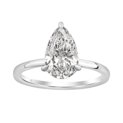 14K WHITE GOLD 2.00CT PEAR/ROUND DIAMOND LADIES RING (CENTER STONE PEAR DIAMOND 2CT)
