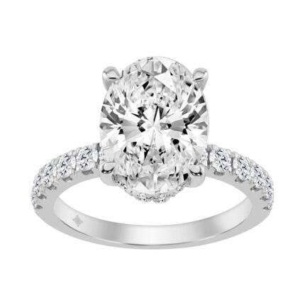 14K WHITE GOLD 4 3/4CT ROUND/OVAL DIAMOND LADIES RING (CENTER STONE OVAL DIAMOND 4CT)