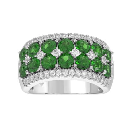 14K WHITE GOLD 4.00CT ROUND DIAMOND LADIES RING (CENTER STONE ROUND EMERALD DIAMOND 3 1/2CT)