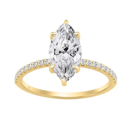 14K YELLOW GOLD 1 3/4CT MARQUISE/ROUND DIAMOND LADIES RING (CENTER STONE MARQUISE DIAMOND 1 1/2CT)