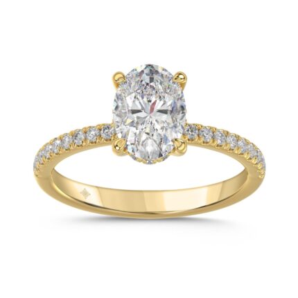 14K YELLOW GOLD 1 3/4CT ROUND/OVAL DIAMOND LADIES RING (CENTER STONE OVAL DIAMOND 1 1/2CT)