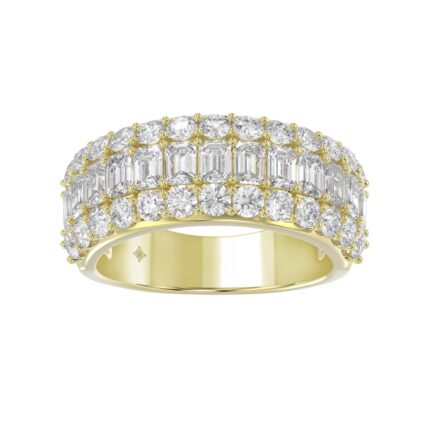 14K YELLOW GOLD 2 1/2CT ROUND/EMERALD DIAMOND LADIES BAND