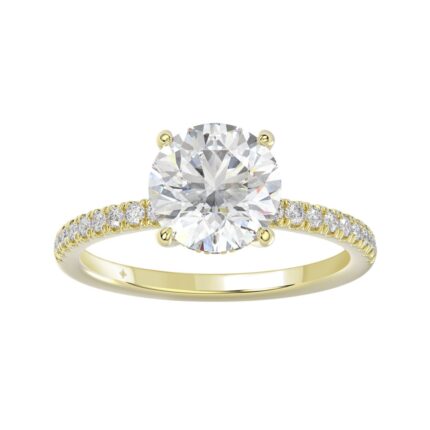 14K YELLOW GOLD 2 1/4CT ROUND DIAMOND LADIES RING (CENTER STONE ROUND DIAMOND 2CT)