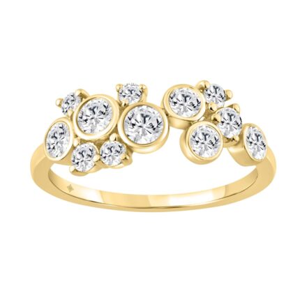 Classic 10K Yellow Gold  Round Lab Grown Diamond Ladies Fashion  Ring 3/4Ct (Color F-G -Clarity Vs1/Vs2)
