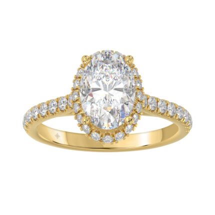 LADIES RING 2 1/2CT ROUND/OVAL DIAMOND 14K YELLOW GOLD (CENTER STONE OVAL DIAMOND 2CT )