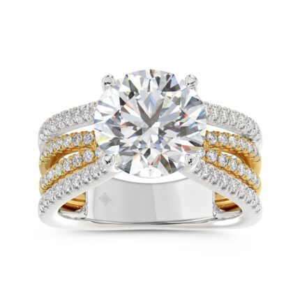 LADIES RING 3 5/8CT ROUND DIAMOND 14K WHITE/YELLOW GOLD (CENTER STONE ROUND DIAMOND 3CT )