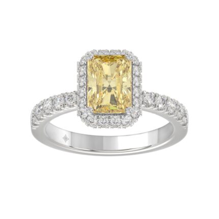 14K WHITE GOLD 1.00CT ROUND/YELLOW RADIANT DIAMOND LADIES RING (CENTER STONE YELLOW RADIANT DIAMOND 3.00CT)