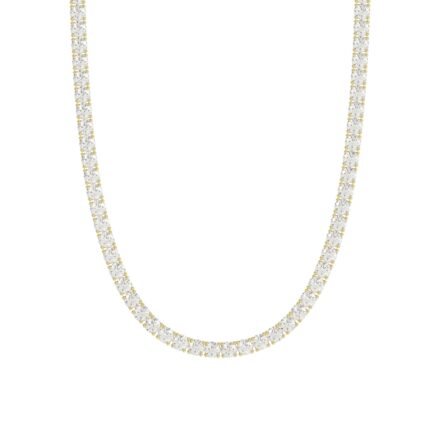 14K YELLOW GOLD 6 7/8CT 16" ROUND DIAMOND LADIES TENNIS NECKLACE