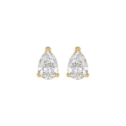 LADIES SOLITAIRE EARRINGS 2CT PEAR DIAMOND 14K YELLOW GOLD