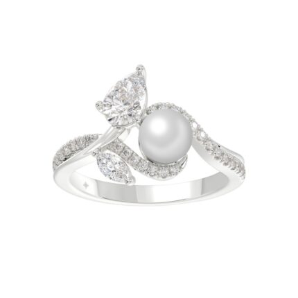 14K WHITE GOLD 3/4CT ROUND/MARQUISE/PEARL/PEAR DIAMOND LADIES RING