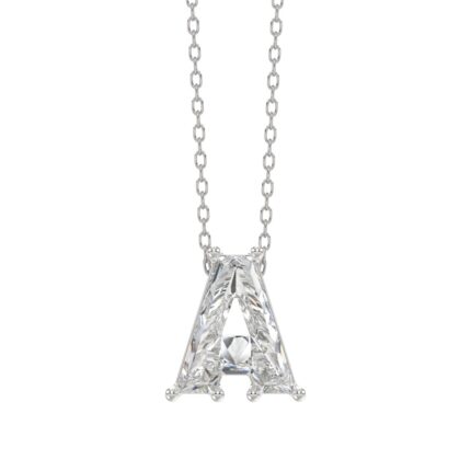 14K WHITE GOLD 1 5/8CT FANCY CUT ALPHABET DIAMOND LADIES PENDANT WITH CHAIN