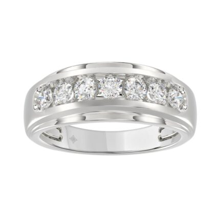 14K WHITE GOLD 1.00CT ROUND DIAMOND MEN'S BAND