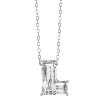 10K WHITE GOLD 1 1/3CT FANCY CUT ALPHABET DIAMOND LADIES PENDANT WITH CHAIN