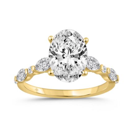 14K YELLOW GOLD 4.00CT ROUND/OVAL/MARQUISE DIAMOND LADIES RING