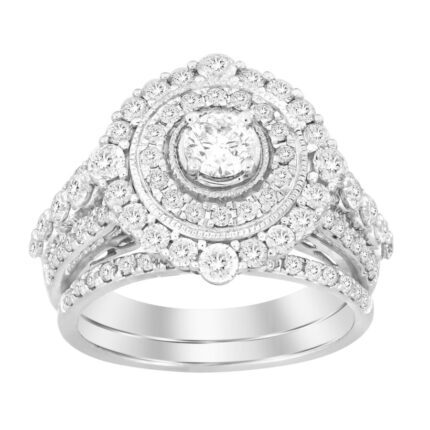 LADIES BRIDAL SET 2.00CT ROUND DIAMOND 14K WHITE GOLD