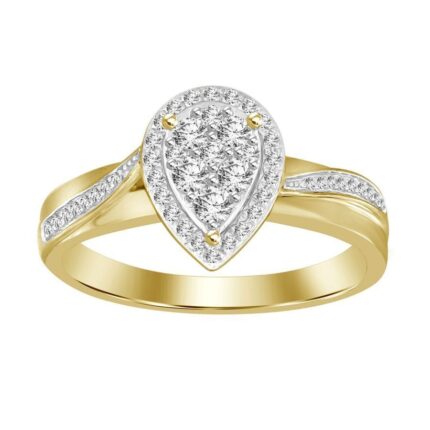 LADIES RING 0.25CT ROUND DIAMOND 10K YELLOW GOLD