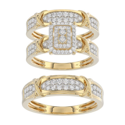 LADIES TRIOS 1.00CT ROUND DIAMOND 10K YELLOW GOLD