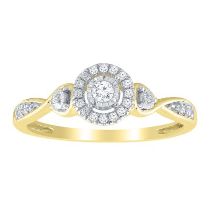 LADIES RING 0.15CT ROUND DIAMOND 10K YELLOW GOLD