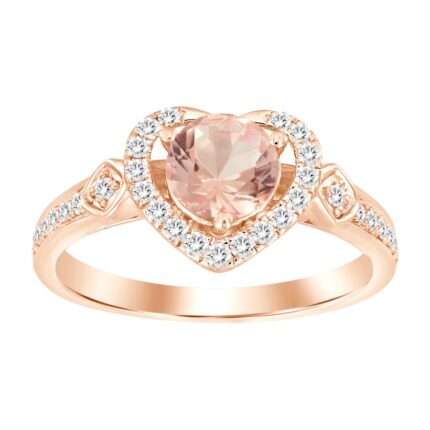 LADIES RING 1.00CT ROUND DIAMOND 10K ROSE GOLD (CENTER STONE MORGANITE DIAMOND-0.75CT)