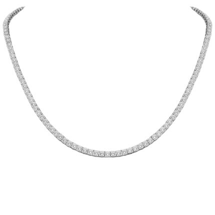LADIES NECKLACE 8.00CT ROUND DIAMOND 10K WHITE GOLD