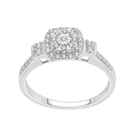 LADIES RING 0.25CT ROUND DIAMOND 10K WHITE GOLD