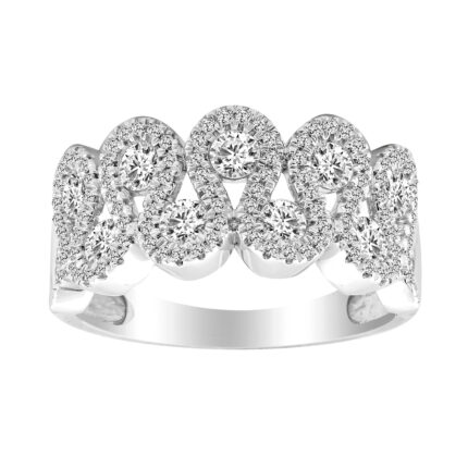 LADIES RING 1.00CT ROUND DIAMOND 14K WHITE GOLD