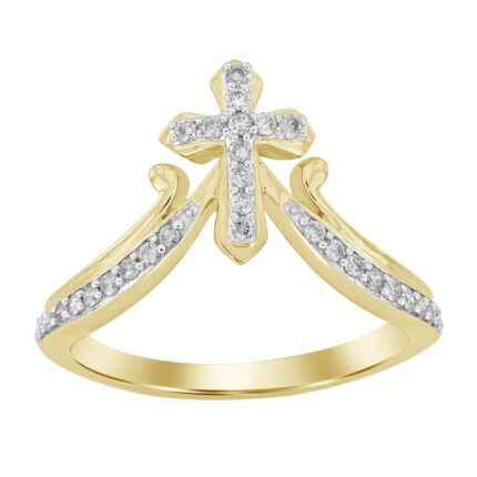 LADIES RING 0.25CT ROUND DIAMOND 10K YELLOW GOLD