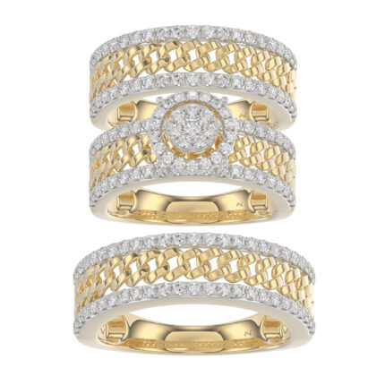 LADIES TRIOS SET 1.50CT ROUND DIAMOND 10K YELLOW GOLD