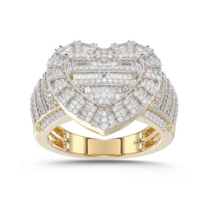 LADIES RING 1.00CT ROUND/BAGUETTE DIAMOND 10K YELLOW GOLD