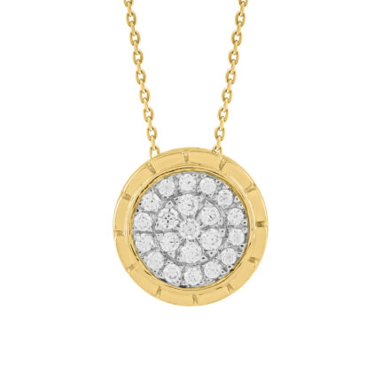 LADIES PENDANT WITH CHAIN 0.20CT ROUND DIAMOND 10K YELLOW GOLD