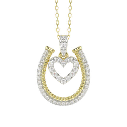 LADIES PENDANT WITH CHAIN 0.25CT ROUND DIAMOND 14K YELLOW GOLD
