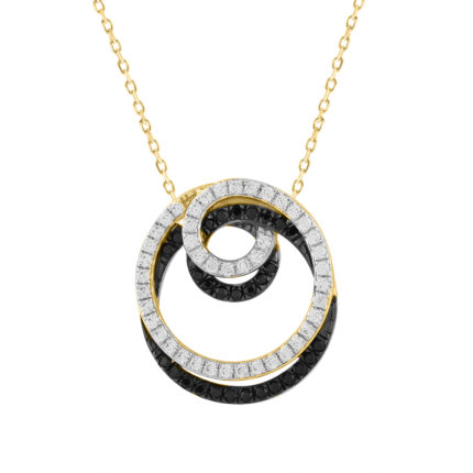 LADIES PENDANT WITH CHAIN 0.50CT ROUND/BLACK DIAMOND 14K YELLOW GOLD
