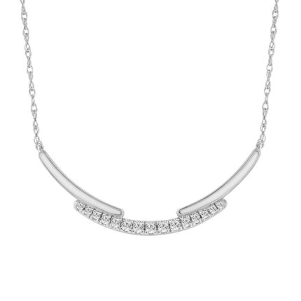 LADIES NECKLACE 0.25CT ROUND DIAMOND 14K WHITE GOLD