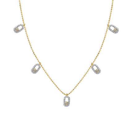 LADIES NECKLACE 0.30CT ROUND DIAMOND 14K YELLOW GOLD