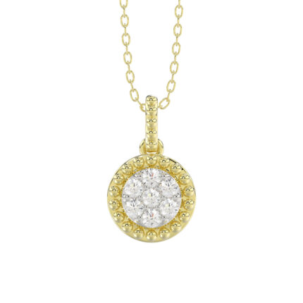 LADIES PENDANT WITH CHAIN 0.10CT ROUND DIAMOND 10K YELLOW GOLD