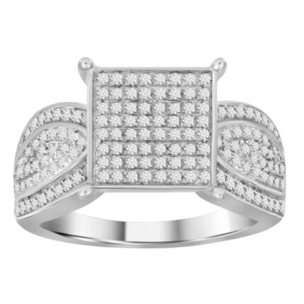 LADIES RING 0.50CT ROUND DIAMOND 10K WHITE GOLD