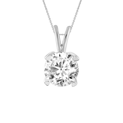 LADIES SOLITAIRE PENDANT 1.00CT ROUND DIAMOND 14K WHITE GOLD