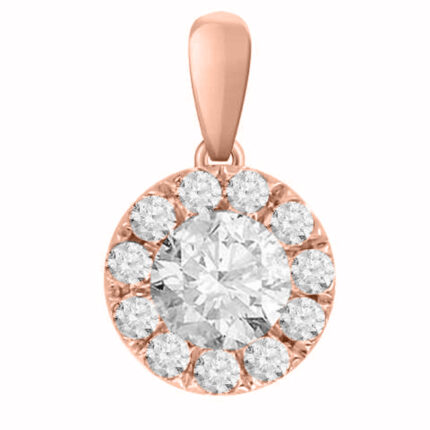 LADIES PENDANT 0.50CT DARK BROWN/ROUND DIAMOND 14K ROSE GOLD